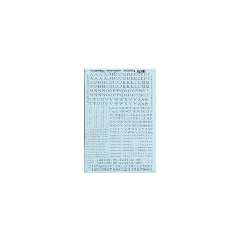 460-90004 HO Railroad Roman letters and nr silver