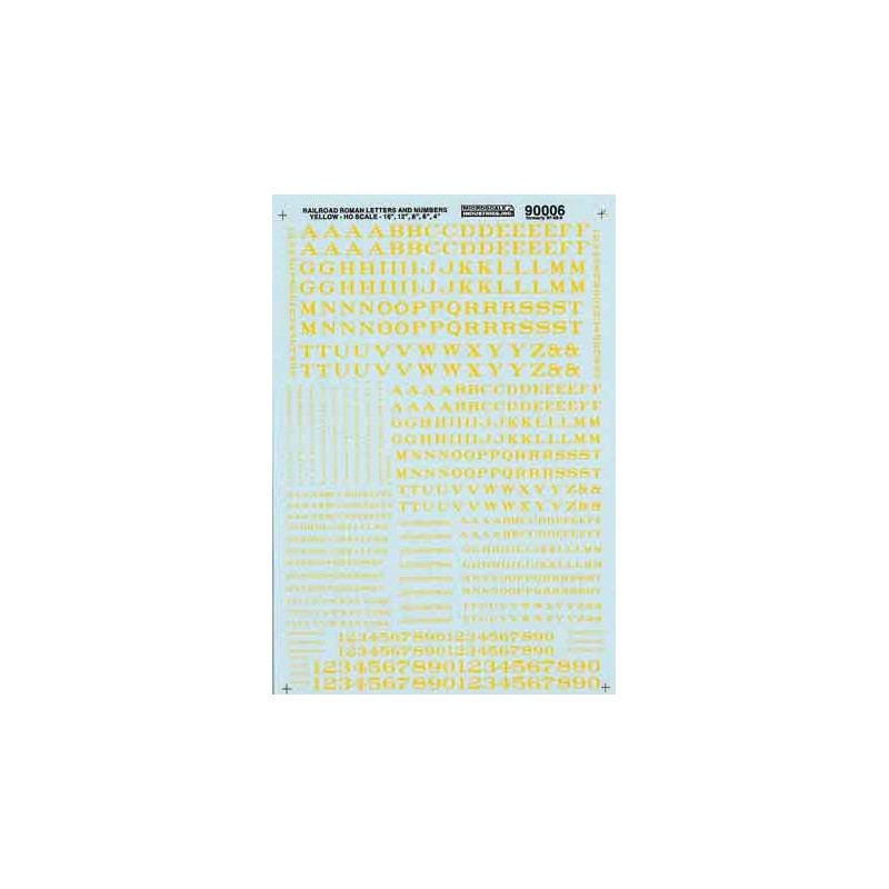 460-90006 HO Railroad Roman letter and nr yellow