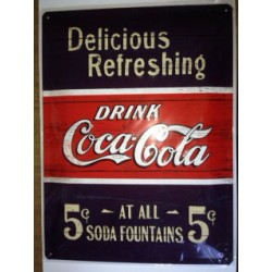 Wandblech Delicious Refreshing Coca Cola 5c_18329