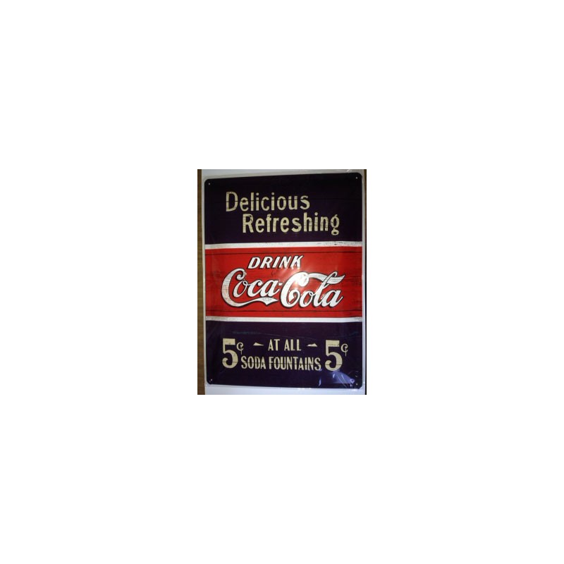Wandblech Delicious Refreshing Coca Cola 5c