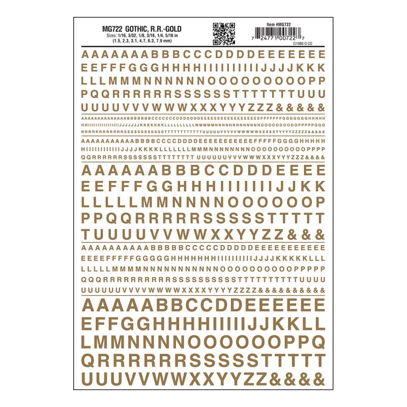 Dry Transfer Decals Gothic R.R. gold