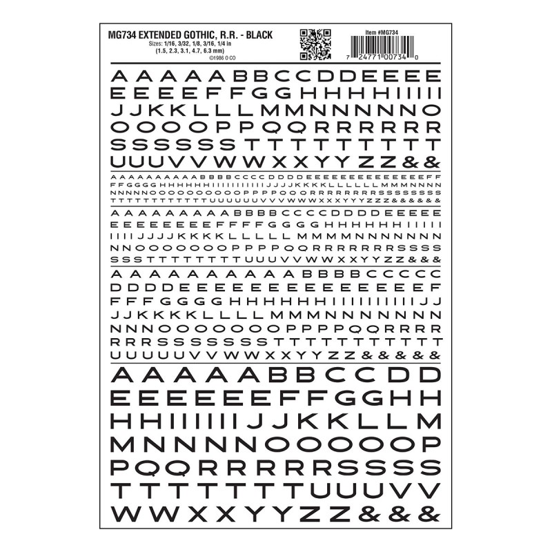 Dry Transfer Decals Extended Gothic R.R. schwarz