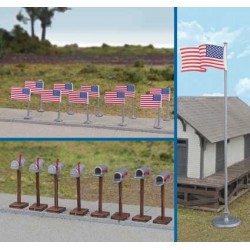 HO American Flags  Mailboxes