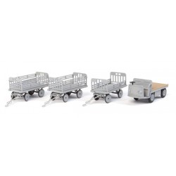 HO Baggage Tractor and Trailers - Plastic Kit