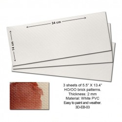 HO Embossed PVC Sheets Brick Pattern 3 Stk