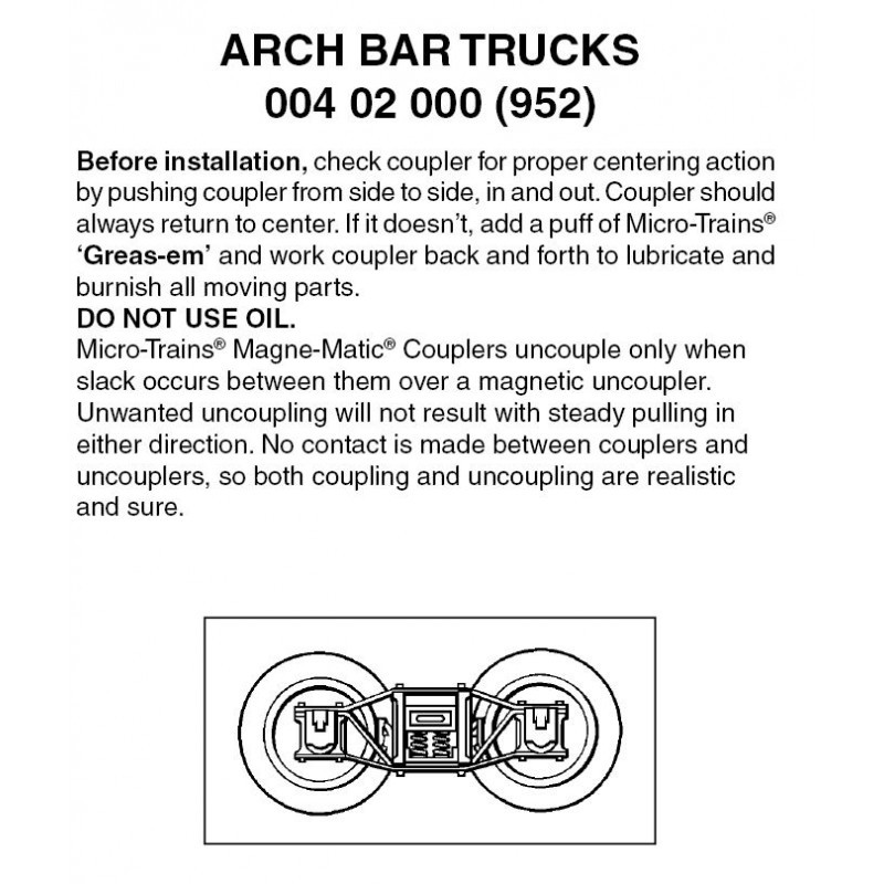 Z Arch bar trucks with no coupler. 1 pr.