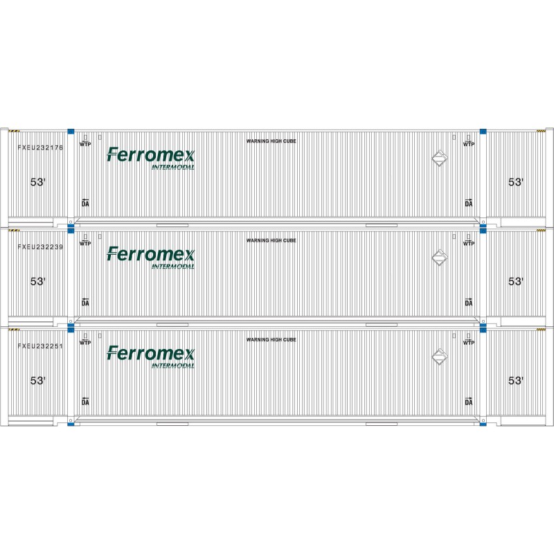 HO 53' Jindo Container Ferromex 3-pack Set 1