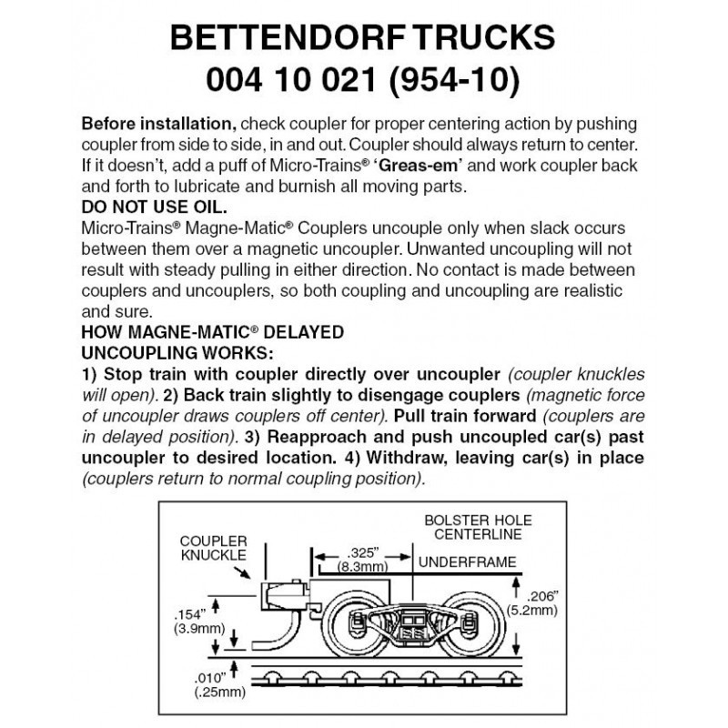 Z Bettendorf Truck assemb short coupler 10 pair