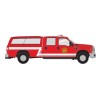 HO Ford F-350 Crew Cab Pick-up black Red Fire w_80517